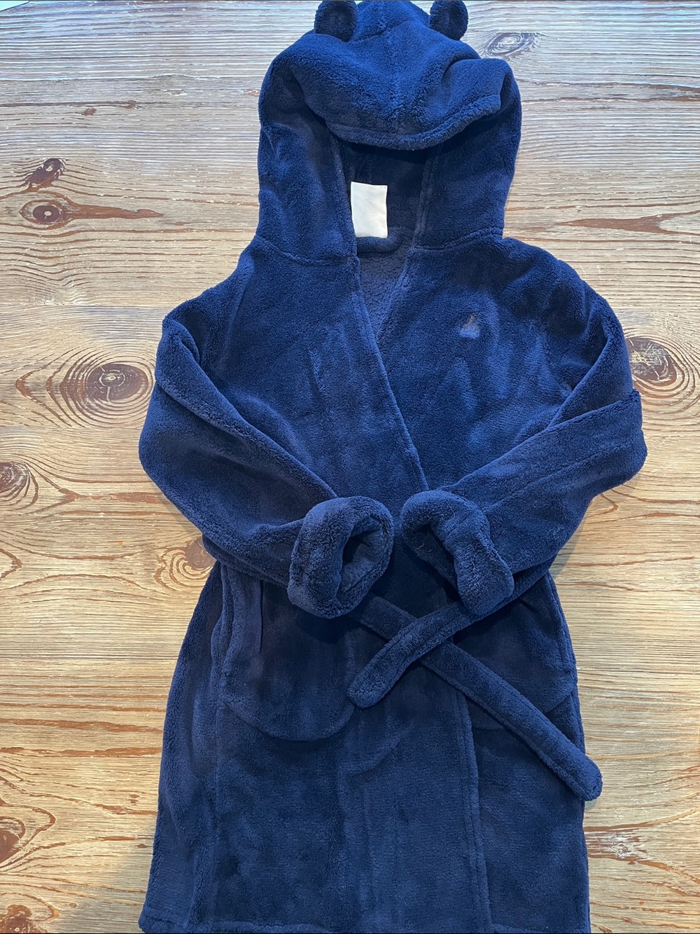 GAP Navy Plush Hooded Bathrobe with Bear Ears